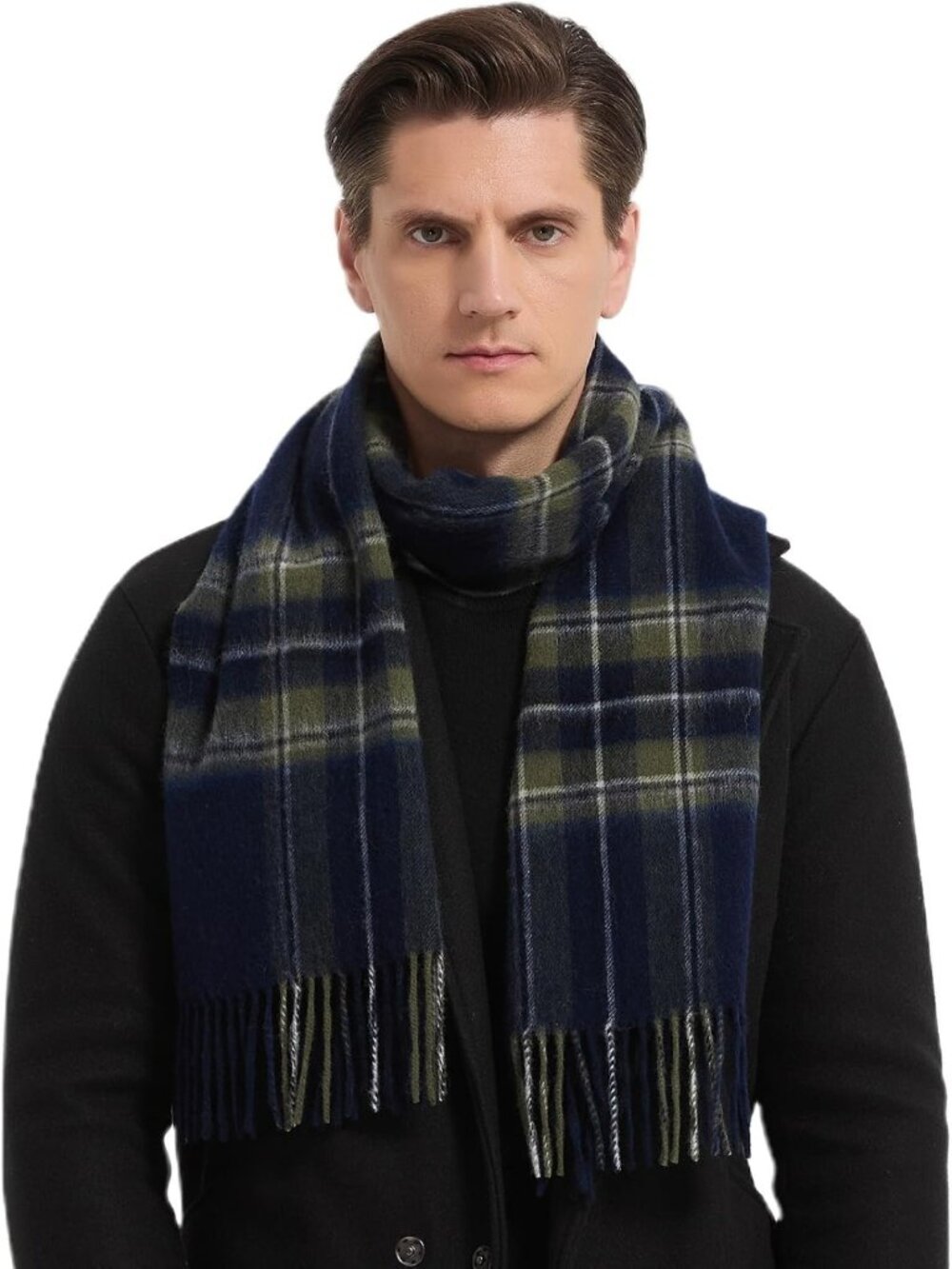 Cozy 100% Merino Wool Plaid Scarf for Women & Men - Warm Winter Accessory